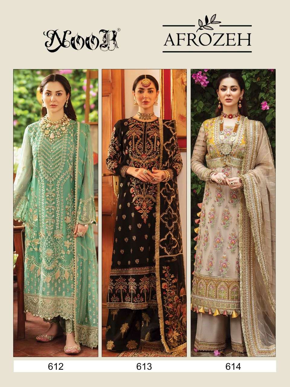 NOOR PRESENTS AFROZEH GEORGETTE WITH HEAVY EMBROIDERY WHOLESALE PAKISATANI SUITS